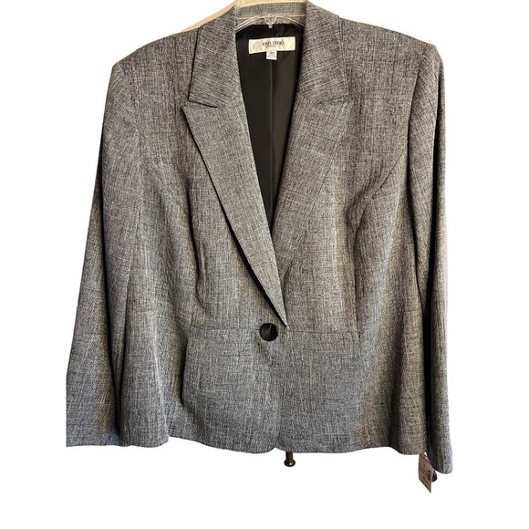 Jones studio separate gray 18 W blazer long sleeve 1 button pocket collar - Picture 1 of 13